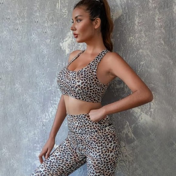 2 Pieces Workout Sets for Women Workout Outfits High Waist Leggings with Sports - Picture 2 of 6